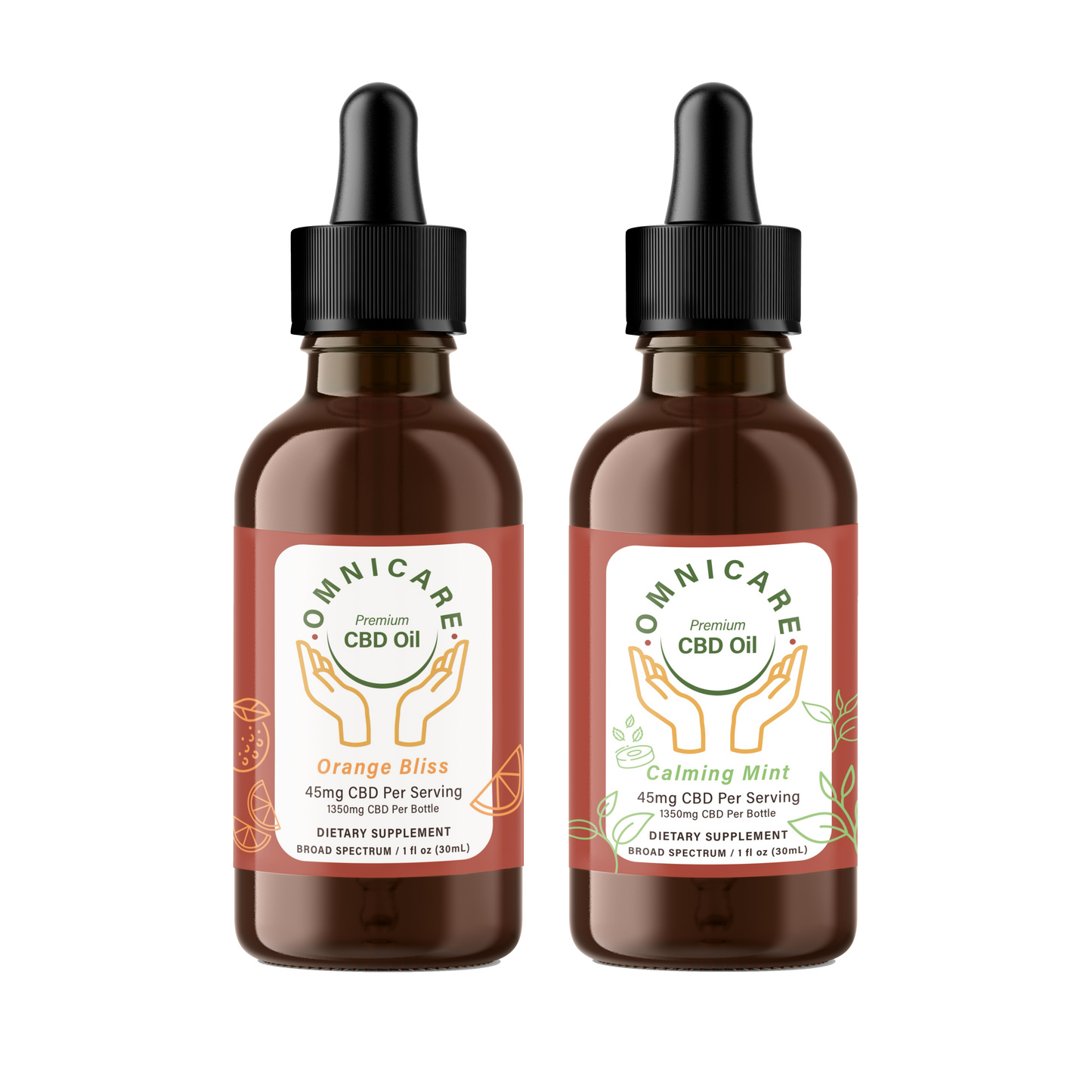 Organic CBD Tincture – 45mg Value Pack Calming Mint flavor from OmniCare CBD.