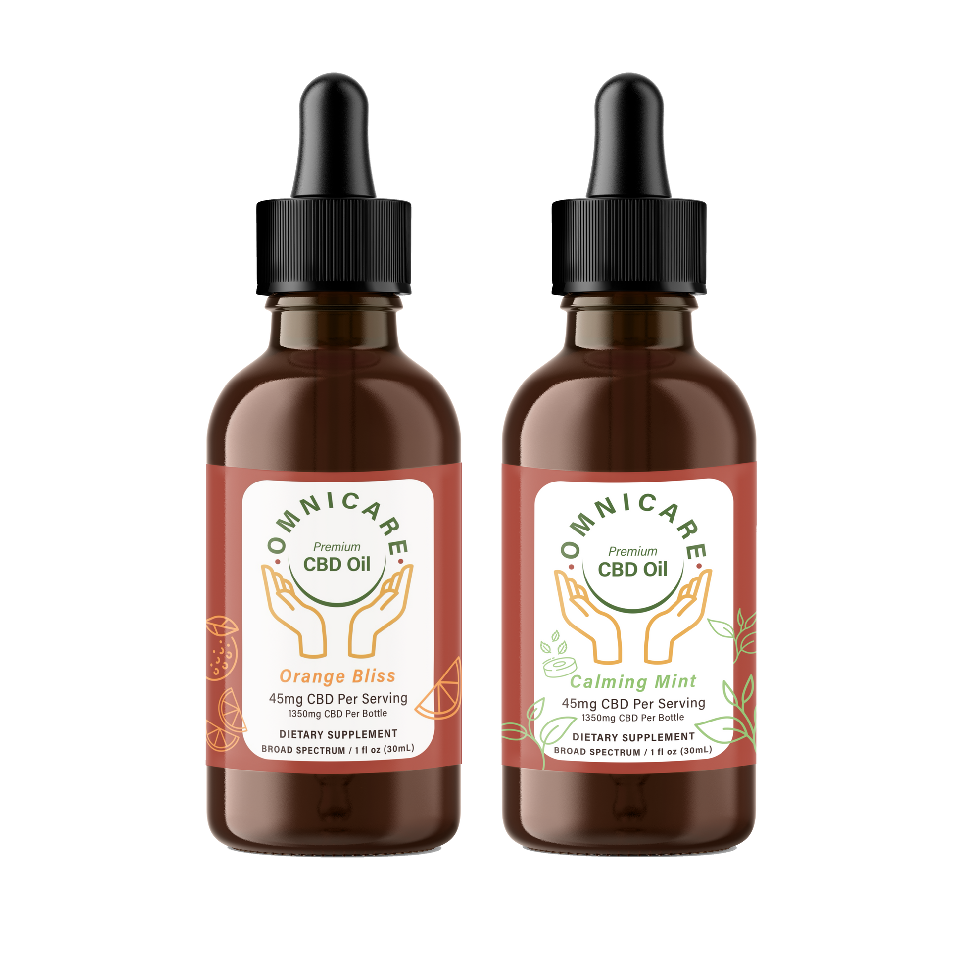 Organic CBD Tincture – 45mg Value Pack Calming Mint flavor from OmniCare CBD.