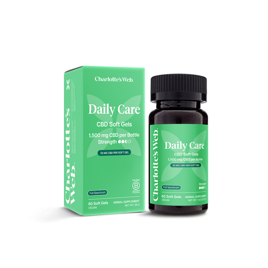 FULL SPECTRUM SOFTGEL CAPSULES 25MG and packaging with a white background.