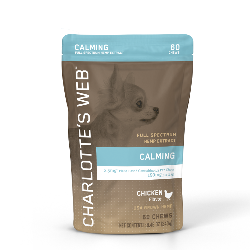 Packatge of CALMING CHEWS FOR DOGS, 60 chews.