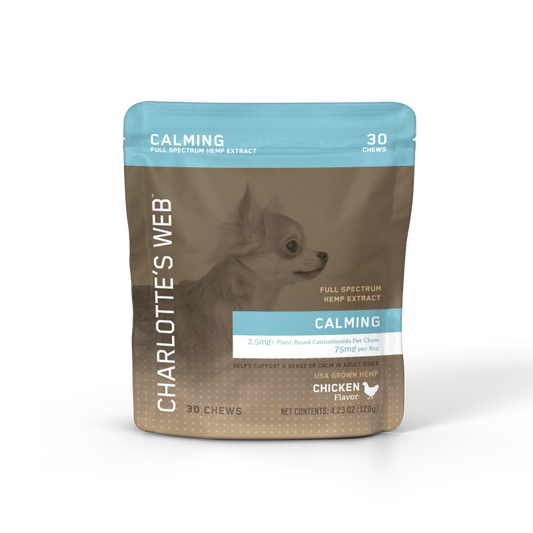 Package of CALMING CHEWS FOR DOGS, 30 chews.