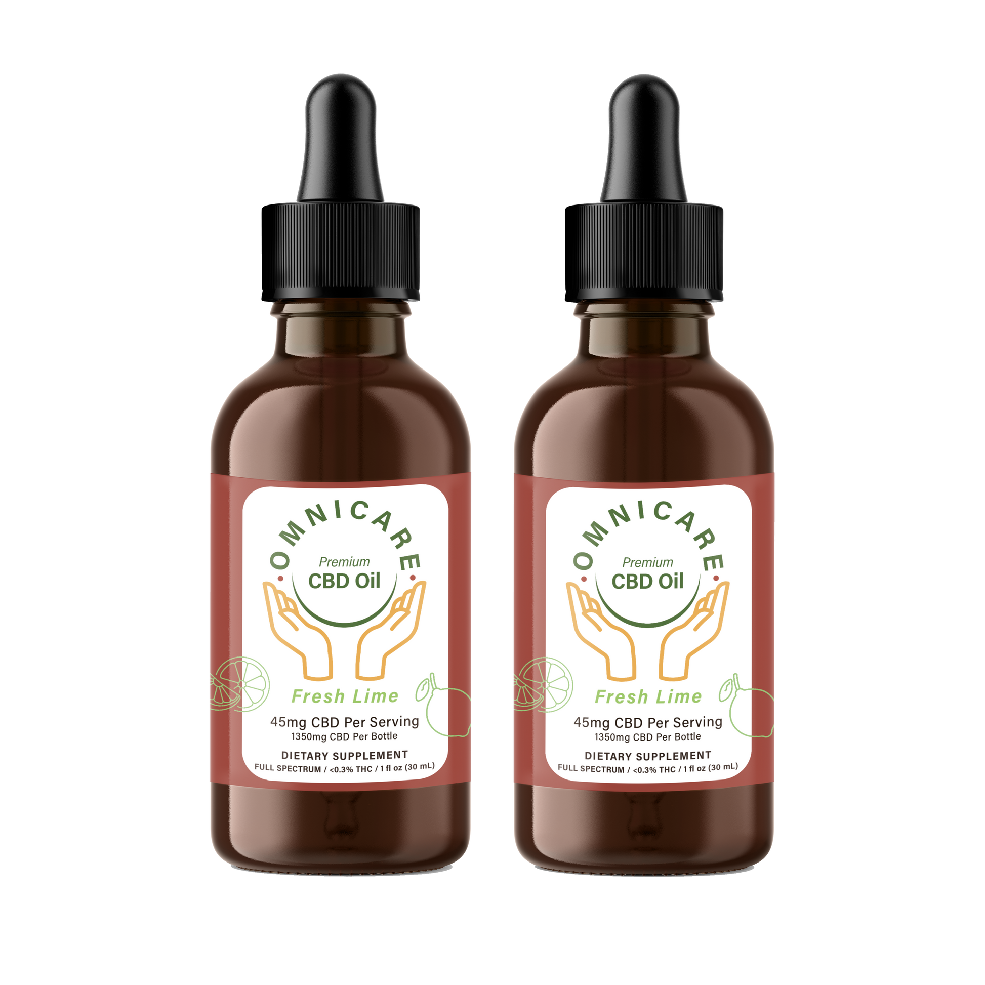 Organic Full Spectrum CBD Tincture 45mg Value Pack - Fresh Lime flavor from OmniCare CBD.