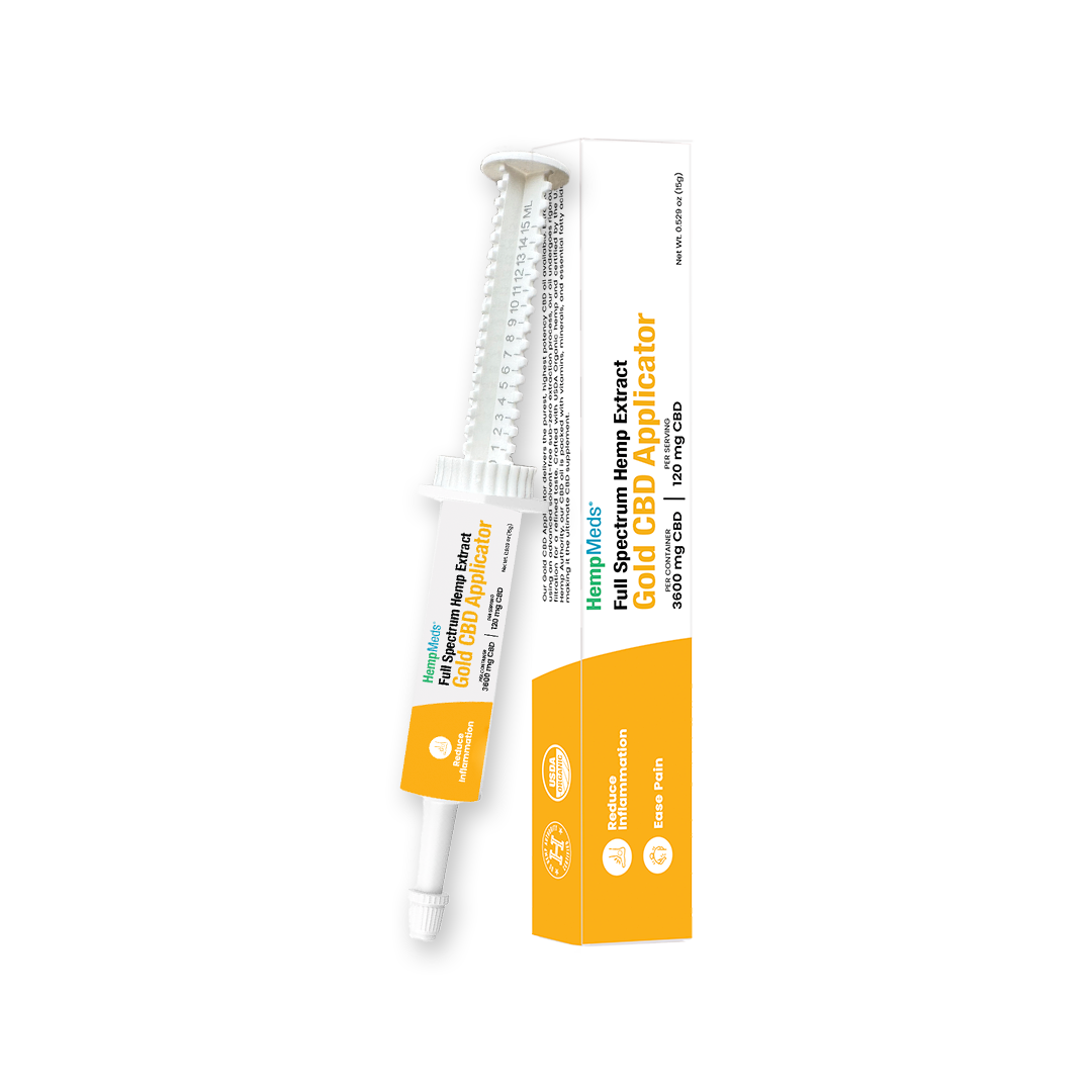 Tube of RSHO® GOLD LABEL 15G PURE CBD HEMP OIL (3600MG CBD) and packaging.