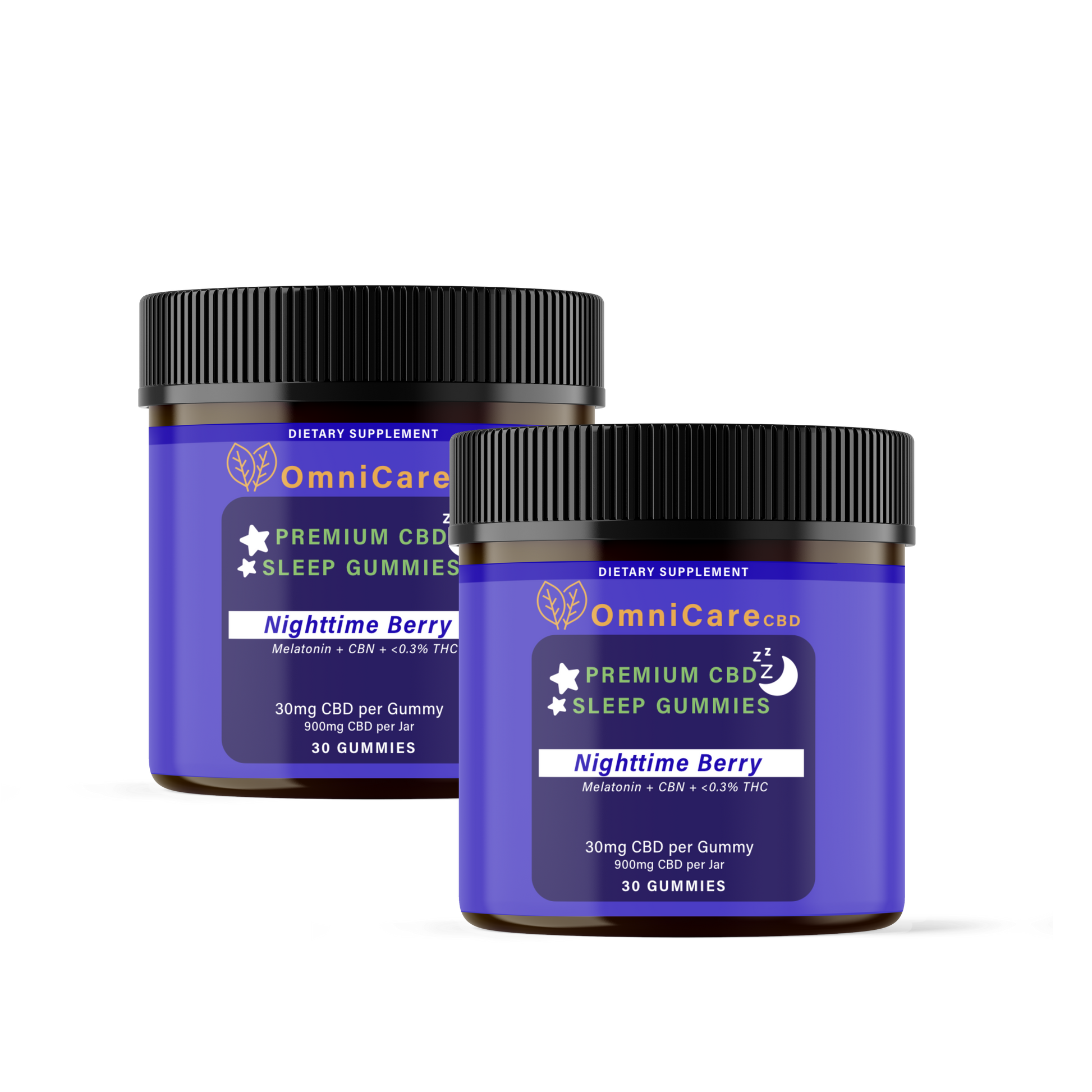 CBD Sleep Gummies with CBN & THC – Value Pack Nighttime Berry flavor from OmniCare CBD.
