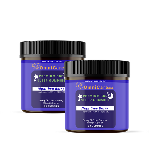 CBD Sleep Gummies with CBN & THC – Value Pack Nighttime Berry flavor from OmniCare CBD.