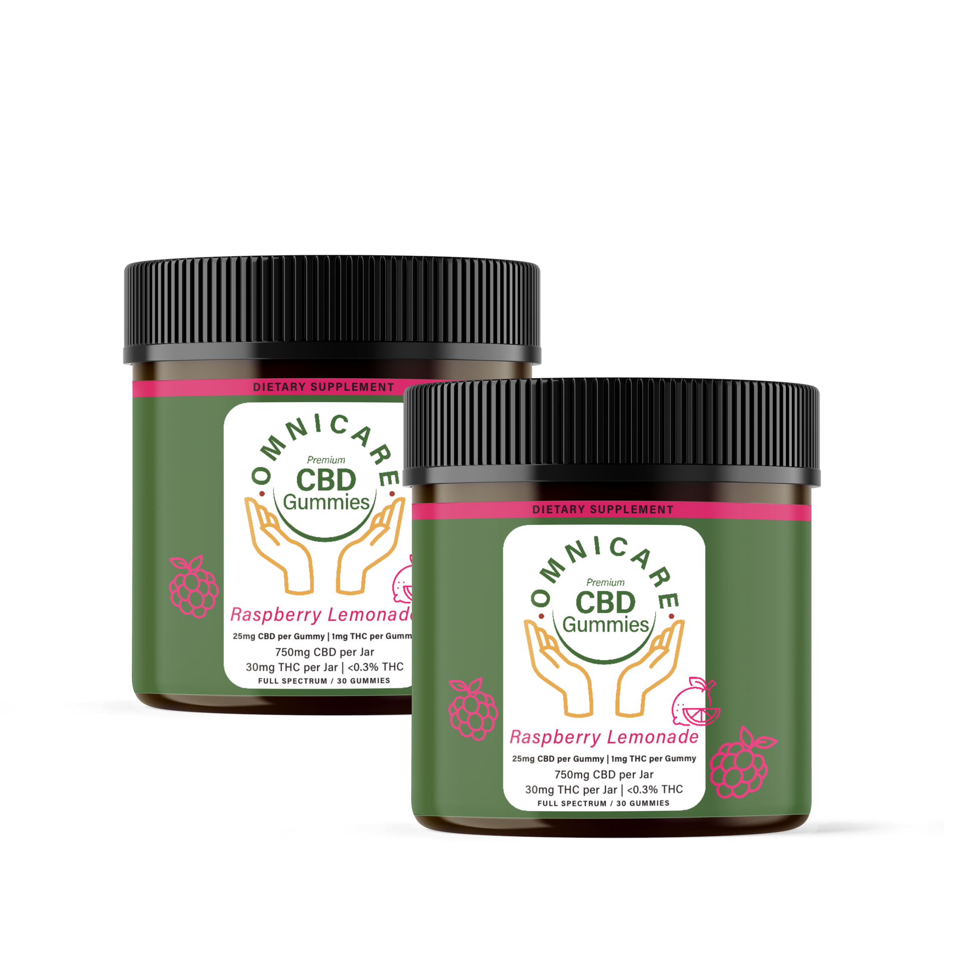 Organic full spectrum CBD gummies – 25mg Value Pack Raspberry Lemonade flavor from OmniCare CBD.
