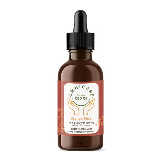 Organic CBD Tincture – 45mg Orange Bliss flavor from OmniCare CBD.