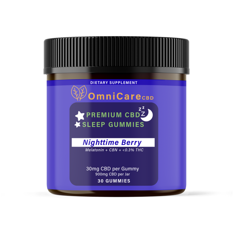 Restful Sleep CBD and Delta 9 THC gummies, oils, and tinctures from the OmniCare CBD collection, formulated to support relaxation and restful sleep.