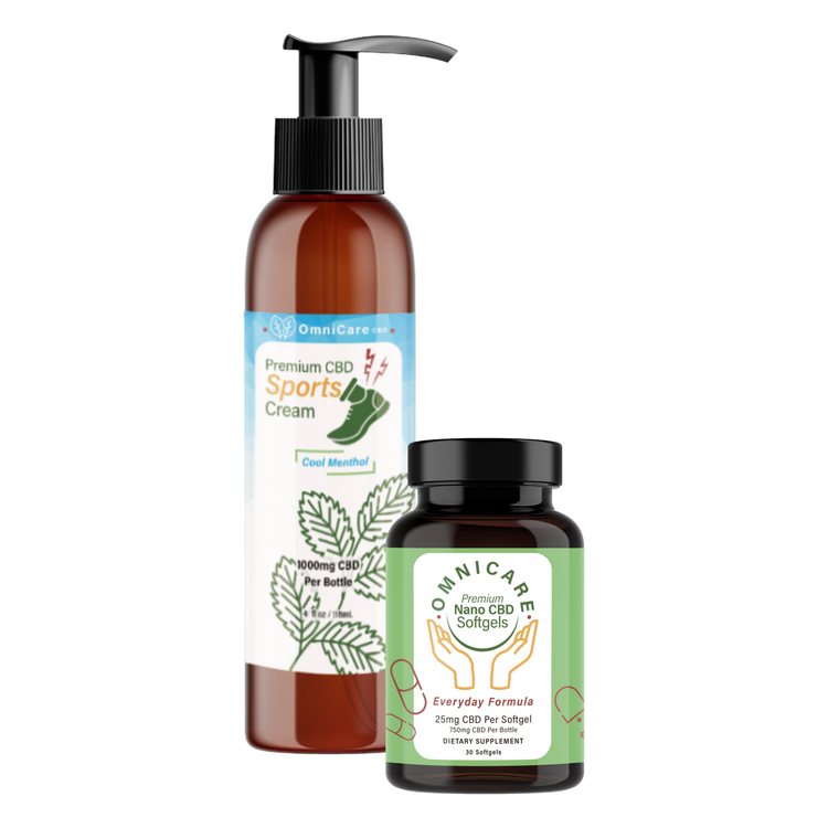 OmniCare CBD Sports Bundle with CBD Sports Cream and CBD Softgels.