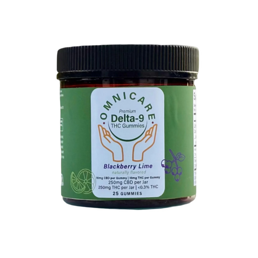 10mg Delta-9 THC Gummies - Blackberry Lime flavor from OmniCare CBD.