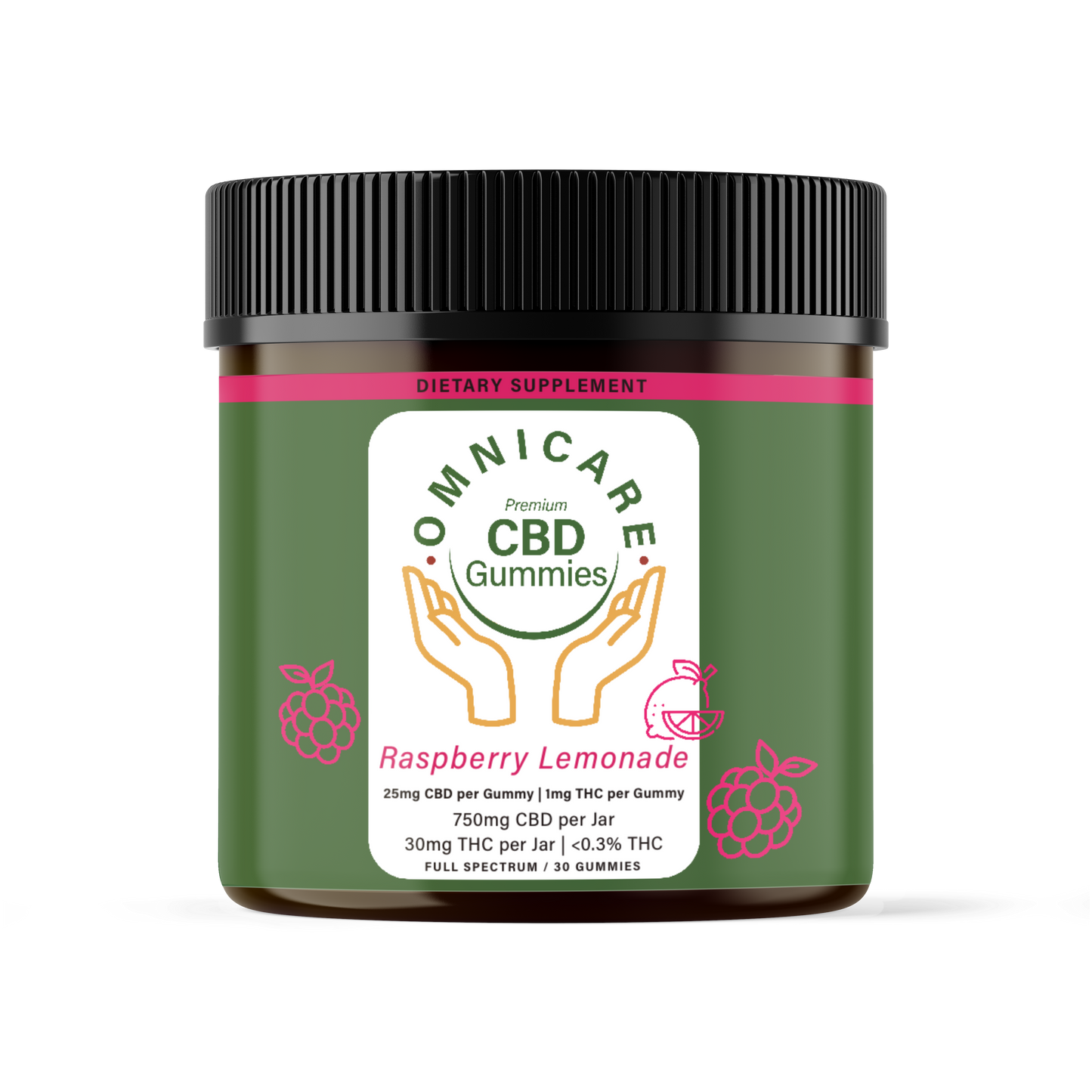 ORGANIC FULL SPECTRUM CBD GUMMIES 25MG - Raspberry Lemonade