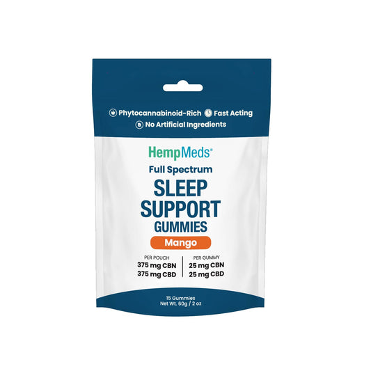 HempMeds Full Spectrum Sleep Support Gummies package on a white background