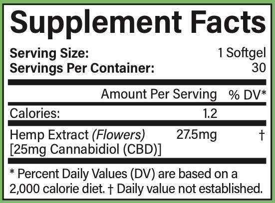 CÁPSULAS BLANDAS DE CBD DE AMPLIO ESPECTRO 25 MG - Fórmula diaria