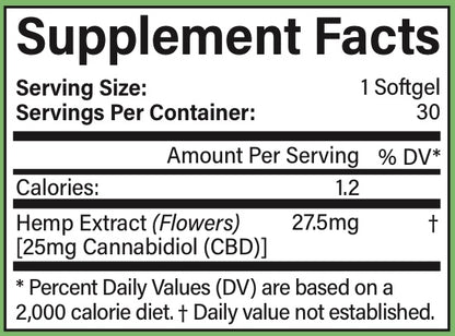 CÁPSULAS BLANDAS DE CBD DE AMPLIO ESPECTRO 25 MG - Fórmula diaria