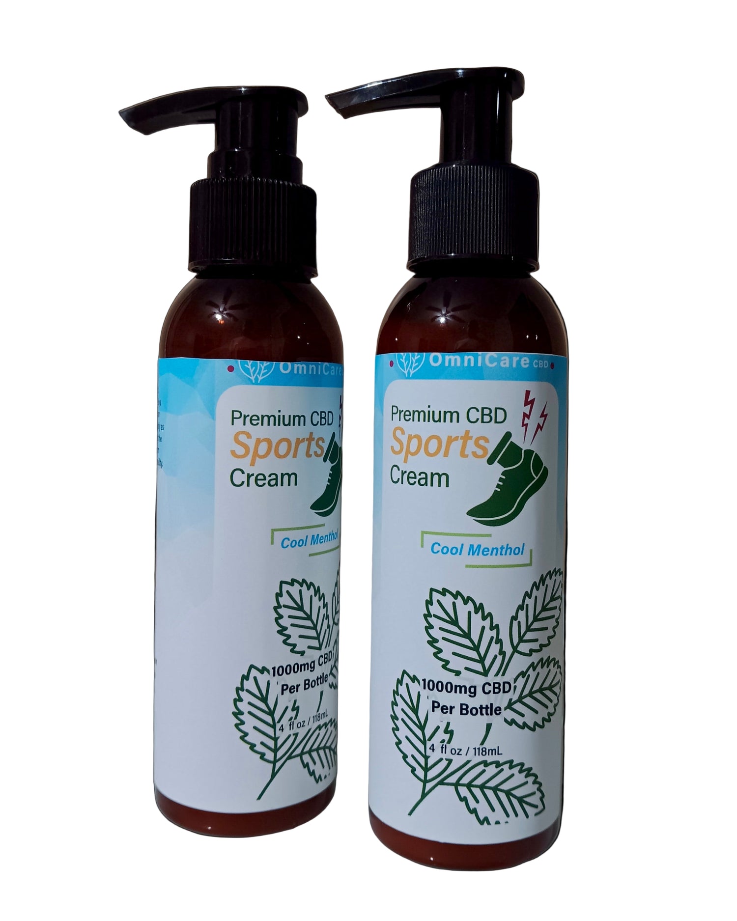 1000mg CBD Sports Cream Value Pack- Menthol scent from OmniCare CBD with a white background.