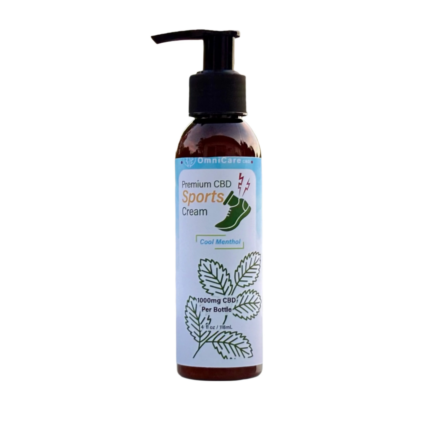 1000mg CBD Sports Cream - Menthol scent from OmniCare CBD with a white background.