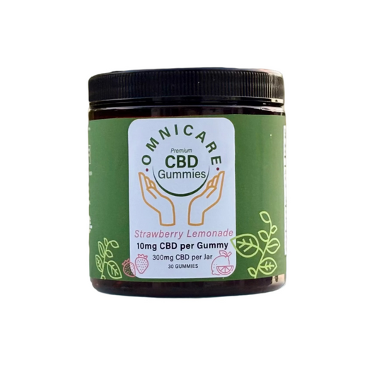 Organic CBD Gummies 10mg No THC - Strawberry Lemonade flavor from OmniCare CBD.