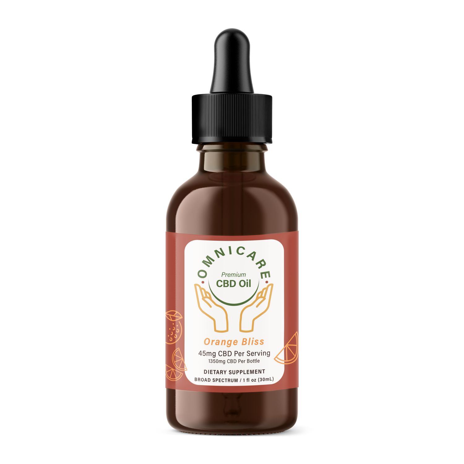 Organic CBD Tincture – 45mg Orange Bliss flavor from OmniCare CBD.
