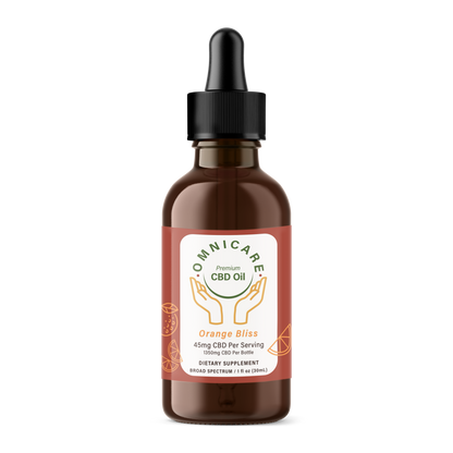 Organic CBD Tincture – 45mg Orange Bliss flavor from OmniCare CBD.