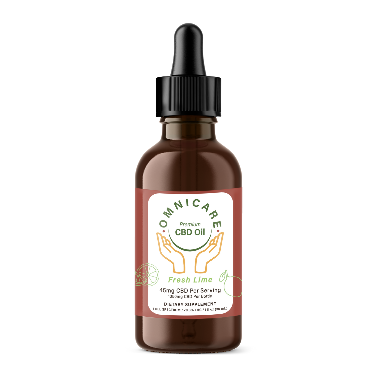 Organic Full Spectrum CBD Tincture 45mg - Fresh Lime flavor from OmniCare CBD. 